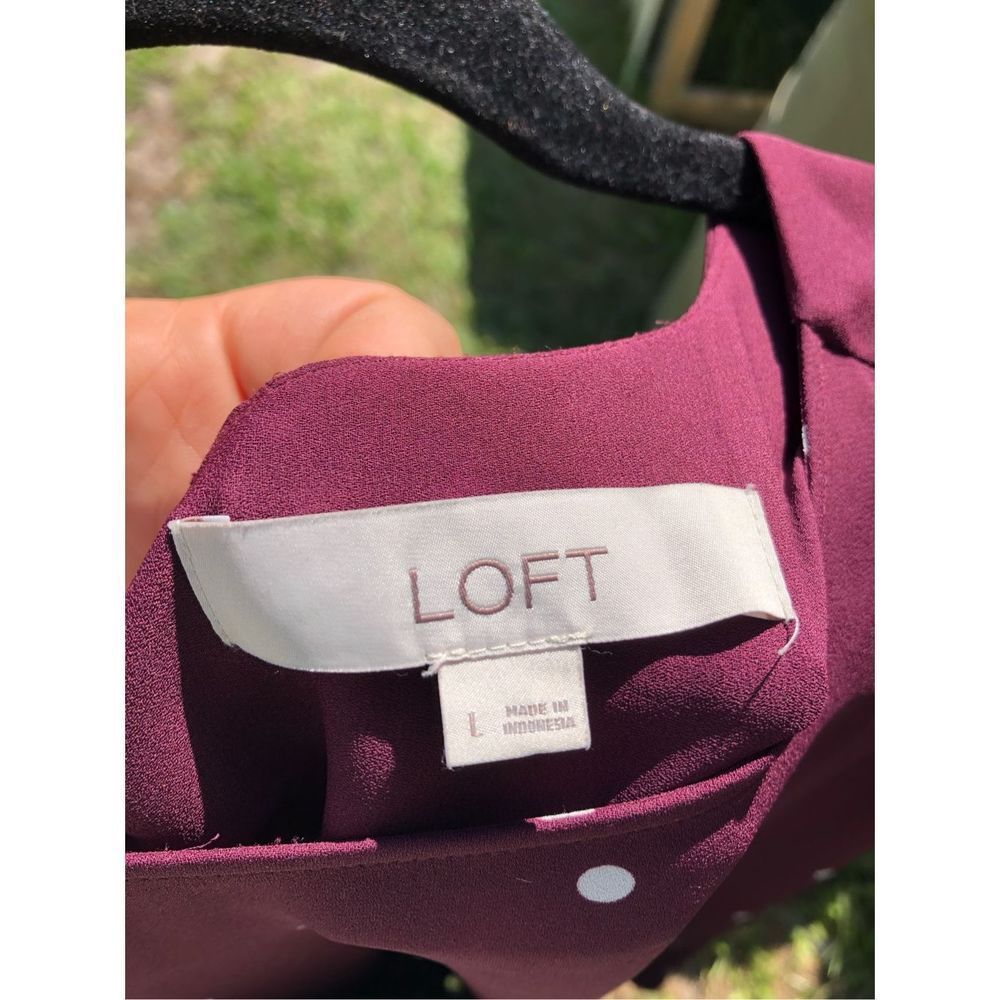 LOFT Burgundy Polka Dot Blouse - Picture 4 of 4